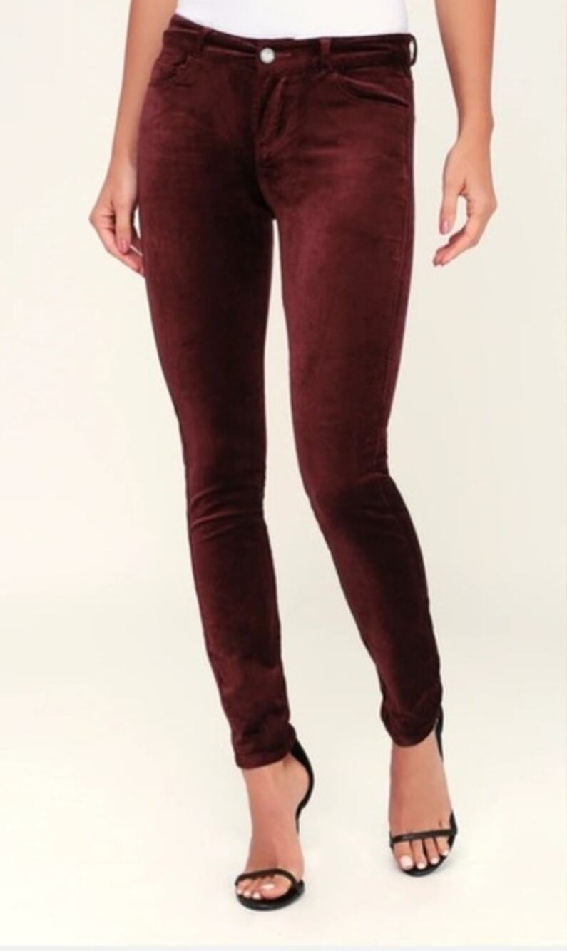 PAIGE Verdugo Ankle Velvet Pants Dark Magenta Burgundy Size 27